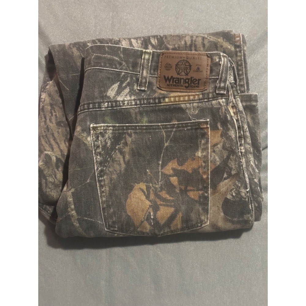 Wrangler Jeans Men's 36x31 Y2K Double Knee Camouflage Vintage Camo Mossy Oak